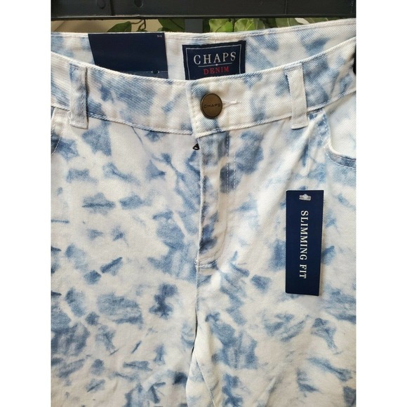 Chaps Denim Women's White & Blue Cotton Mid Rise Slimming Fit Jeans Pant Size 10 - Picture 3 of 9